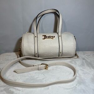 Juicy Couture White Barrel Bag Gold Logo Crossbody Strap